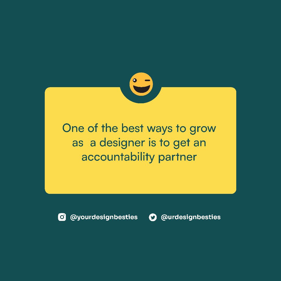 urdesignbesties's tweet photo. Dear design bestie, itβs important to have someone/people to keep you accountable on your journey as a designer and it could either be a peer or a senior designer
#designmotivation #motivationfordesigners #productdesigners #websitedesigners #figmadesigners #visualdesigner https://t.co/HvE3udRhyv