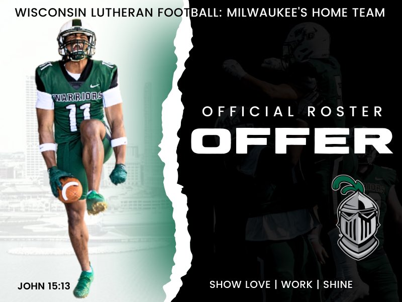 God is so good!!! I am blessed to receive my 3rd Offer to continue my athletic and academic career at Wisconsin Lutheran College! Go Warriors !💚🖤 #GodsWork @WLC_Football @JustinParbs @EHSCoachLopez @zuko9042 @CoachJaimeE_Hdz