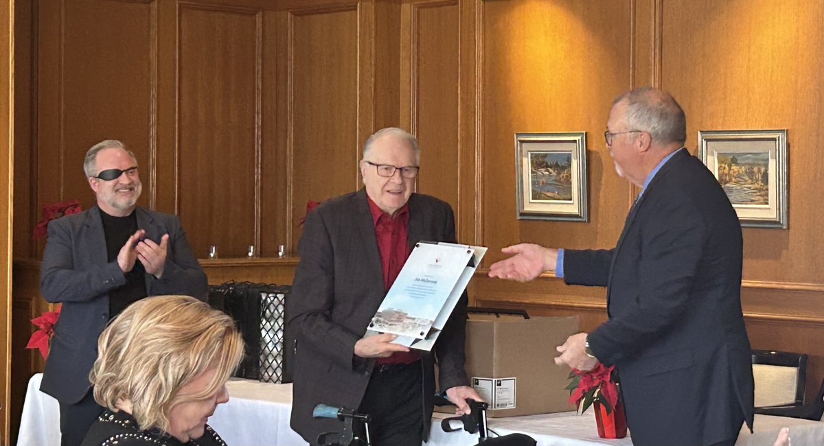 We created a special category to honour those Board Members who have served with distinction beyond the ordinary. The Order is titled Director Emeritus and we presented this to our inaugural members Jim McDermid, Marge Danylchuk, and the Hon. Pearl McGonigal last week.