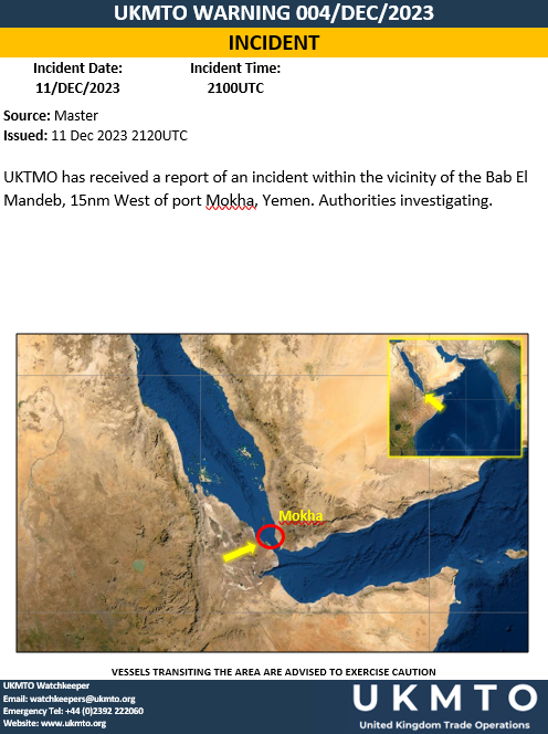 UKMTO WARNING 004/DEC/2023 