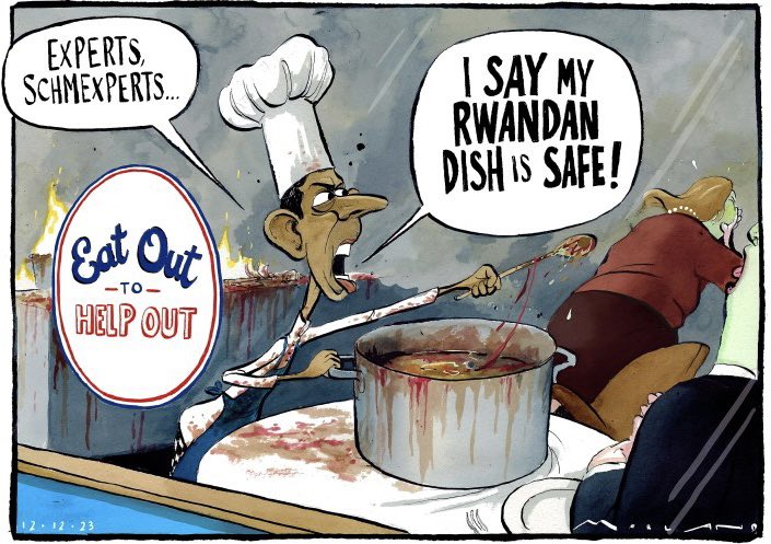 Morten Morland on #RishiSunak #Sunakered #Rwanda #EatOutToHelpOut – political cartoon gallery in London original-political-cartoon.com