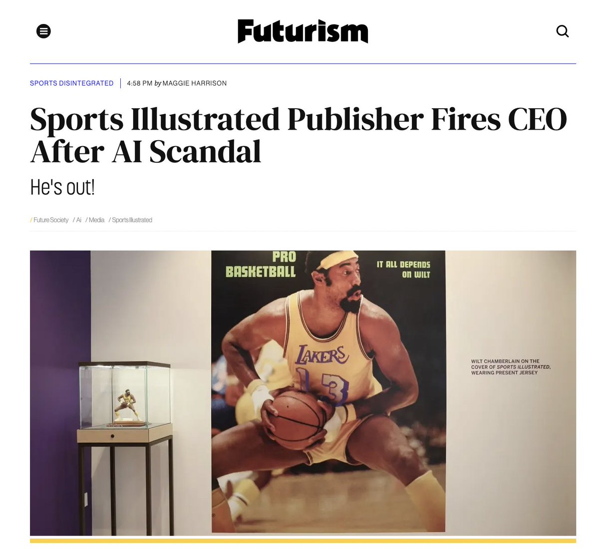 WELP. Following Futurism's reporting on Sports Illustrated's use of AI — and the subsequent fallout — as of 4:30PM today, Ross Levinsohn is OUT as CEO of The Arena Group. He will be replaced by The Five-Hour Energy Guy. futurism.com/sports-illustr…
