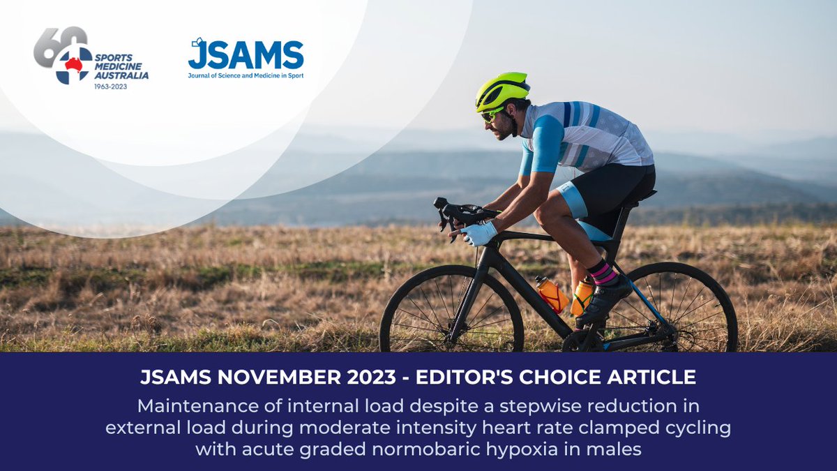 The final editor's choice article for @_JSAMS Nov 2023 issue is available. 'Maintenance of internal load despite a stepwise reduction in external load during moderate intensity heart rate clamped cycling with acute graded normobaric hypoxia in males.' 👉 zurl.co/kk3v