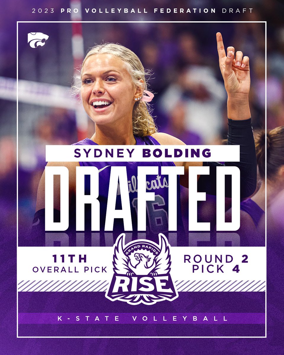 𝑫𝑹𝑨𝑭𝑻𝑬𝑫

<a href="/Sydney137_/">Sydney Bolding</a> is the No. 11 overall selection in the <a href="/RealProVB/">Pro Volleyball Federation</a> draft! 

#KStateVB x <a href="/GR_Rise/">Grand Rapids Rise</a>