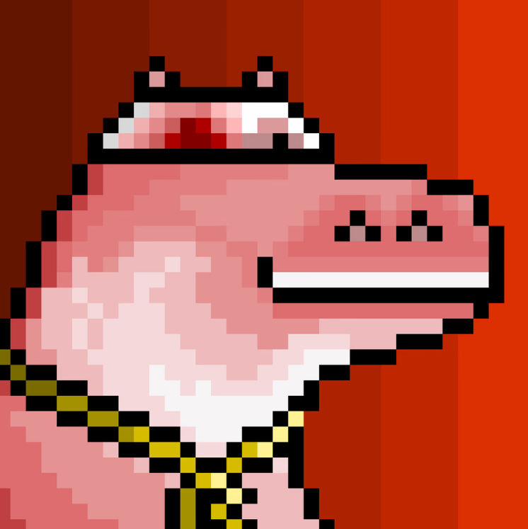 OHippoz's tweet photo. 2nd chance:

#053, aka the Bloody Hippo, will be auctioned off with a lovely Bitcoin necklace on @opensea! The auction will run only 24 hours, with a starting bid of 0.05 ETH.

The final amount will be used to kickstart the project and build an elite community! https://t.co/UPfC6QefMj