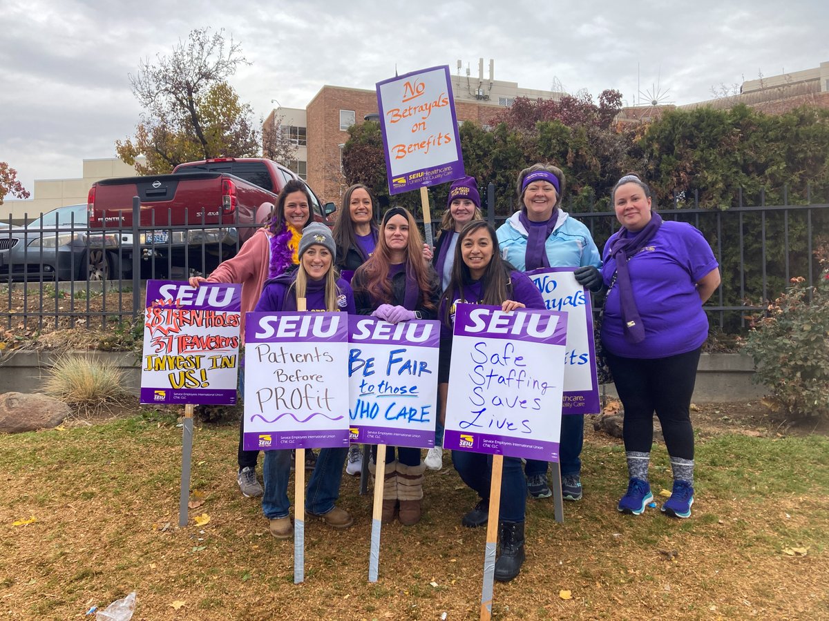 Healthcare workers at Yakima Memorial Hospital picketed for a fair contract w/ no takeaways! Management is still bringing proposals that won’t recruit and retain quality coworkers - MultiCare is out of town and out of touch. We know best what we need to care for our community!