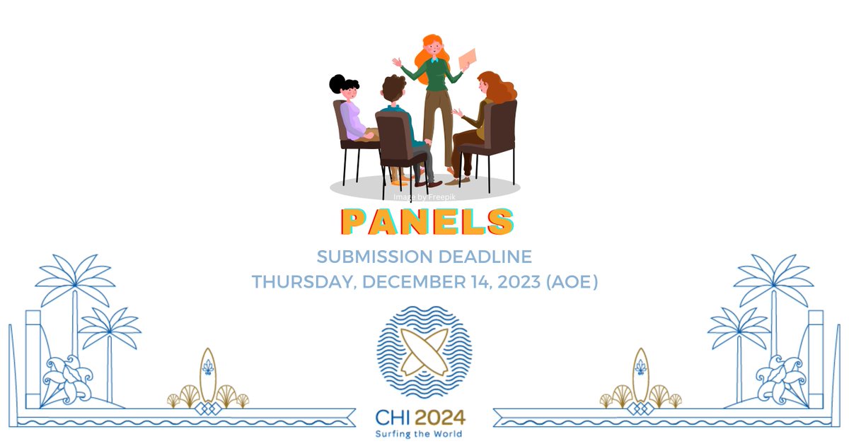 ✨ A friendly reminder that the #CHI2024 Panel submission deadline is this Thursday: Dec. 14, 2023. ✨View our CFP: chi2024.acm.org/for-authors/pa…