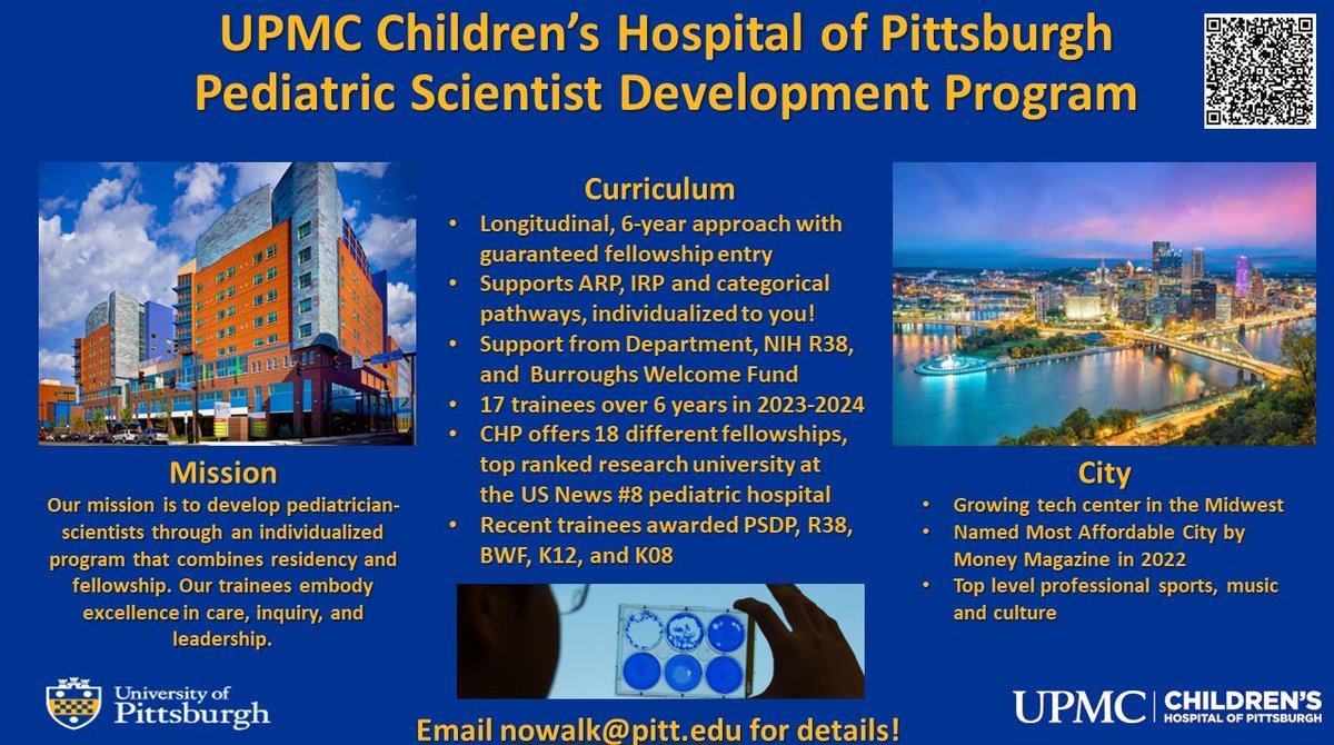 In the midst of thinking about pediatric PSTPs? Take a peek at the Pitt Pediatric Scientist Development Program (PedSDP) at tinyurl.com/yc6hx56n! They have 4 slots with fellowships galore, check them out!