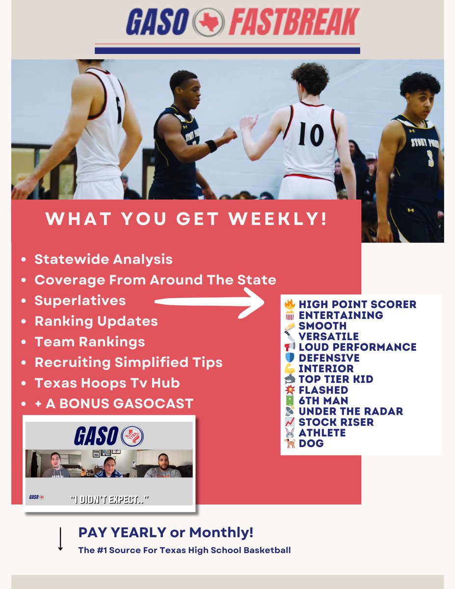 If you're a fan of Texas HS Hoops, 🏀 you'll love it over here 😀 Join our community 🌎 with weekly news across the State of Texas with the #GASO Fast Break Newsletter. Tons Of Names Tons Of Superlatives Tons Of Topics gasofastbreak.substack.com