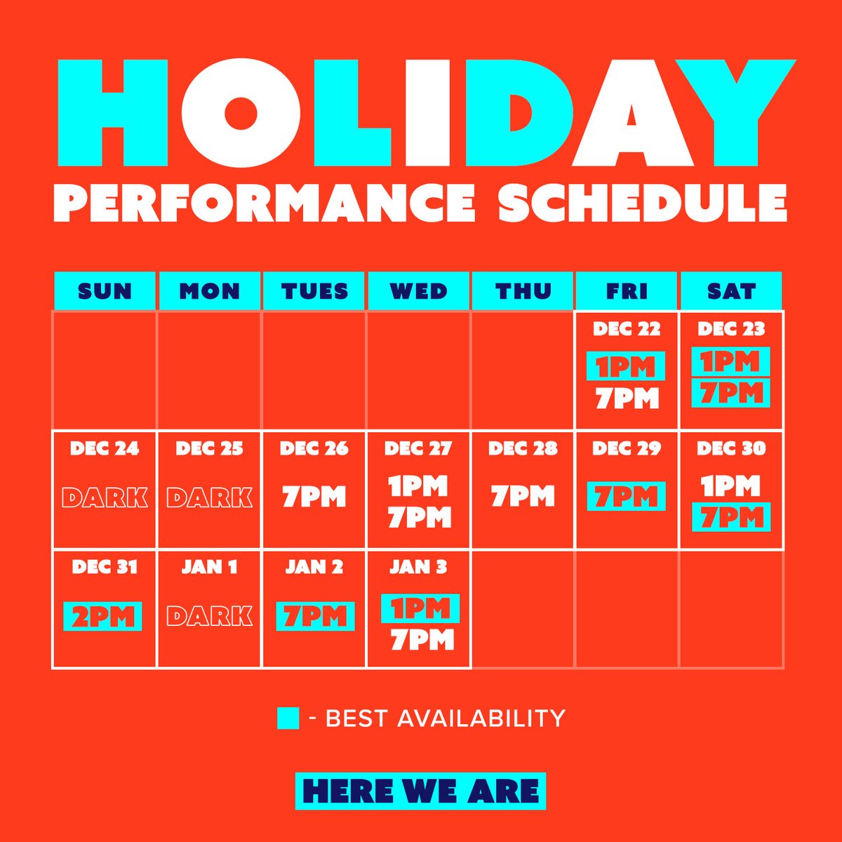 Here We Are. Performance schedule December 22 – January 3 at <a href="/TheShedNY/">The Shed</a>.