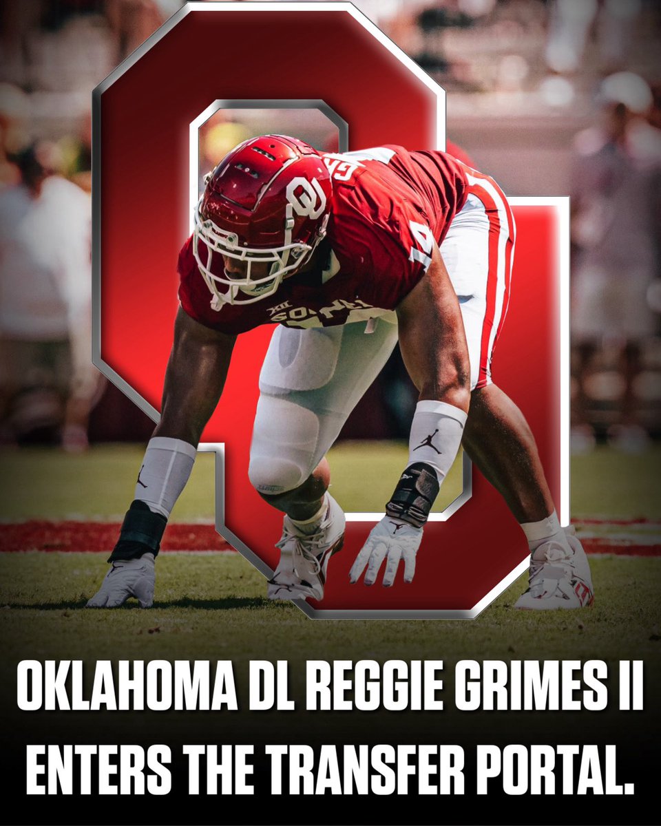🚨PLAYER SPOTLIGHT🚨 Oklahoma DL Reggie Grimes II (@iamreggiegrimes) enters the transfer portal with 2 years of eligibility. Hometown: Antioch, TN High School: Ravenwood High School • Academic All Big 12 Second Team • Under All American • Top 10 EDGE out of HS @ONEWAYINC1