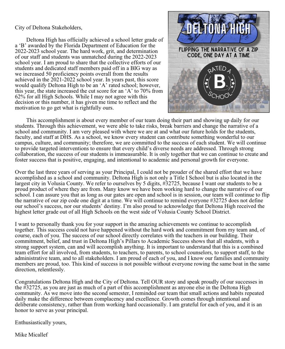 Mike Micallef (@mikemicallef1) on Twitter photo Small actions and habits repeated daily make the difference between complacency and excellence.
Growth comes through intentional and deliberate consistency, rather than from working hard occasionally.
Stay the course <a href="/DHSHappenings/">Deltona High School Happenings</a> as we are on our way in #32725! 👊🏼 Small actions and habits repeated daily make the difference between complacency and excellence.
Growth comes through intentional and deliberate consistency, rather than from working hard occasionally.
Stay the course <a href="/DHSHappenings/">Deltona High School Happenings</a> as we are on our way in #32725! 👊🏼