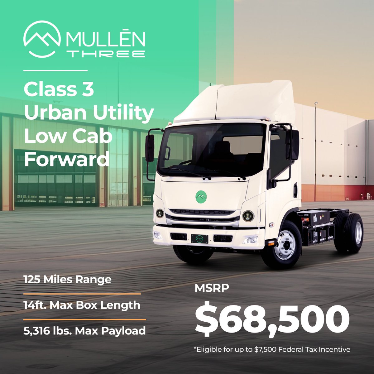 Performance, Efficiency, and Versatility — the #MullenTHREE is the #CommercialEV trifecta.

The all-electric #Class3 truck was purpose-built to meet the demands of urban last-mile delivery and can be easily upfit to meet a variety of vocational needs.

Available now, find out how…