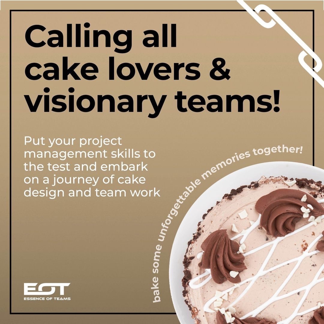 Calling all cake lovers and visionary teams! 🎉⠀
⠀
Get ready to put your project management skills to the test as you embark on a journey of cake🌟⠀

#EssenceOfTeams #EssenceOfCake #TeamBuilding #SocialHours #SocialBuilding #EventsInLondon⠀