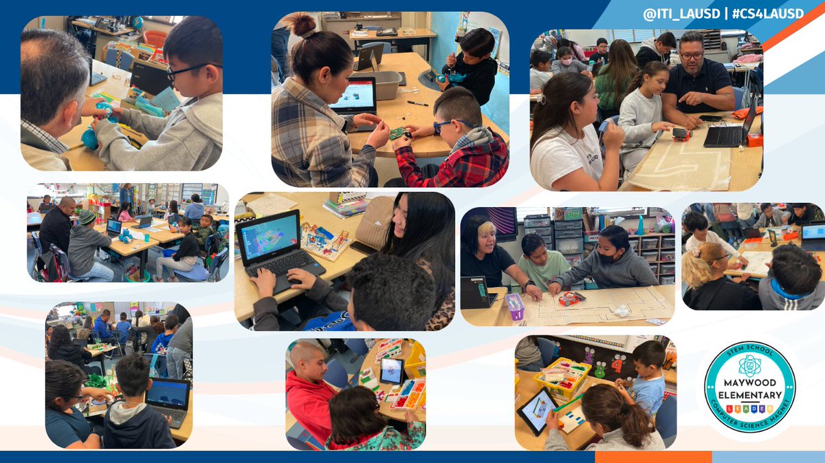 .@MaywoodLEADERS wrapped up #CSEdWeek with CS+STEM Family Day. Students collaborated with their families in programming their STEM projects. #CS4LAUSD @ITI_LAUSD