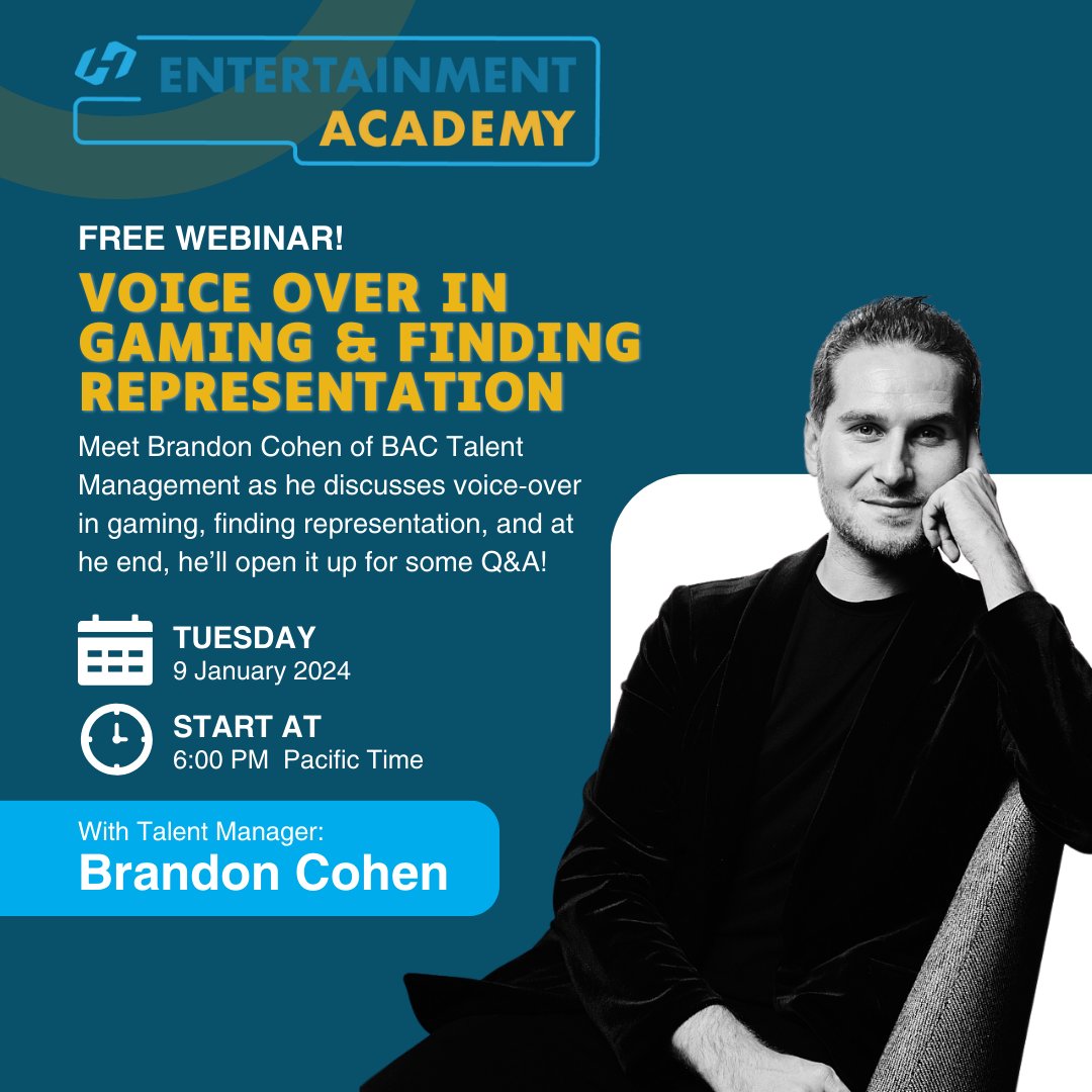 The Halp Network on X: We're kicking off the New Year with a FREE WEBINAR!  Join Brandon Cohen of BAC Talent on Jan 9th for some inside scoop on VO in  gaming