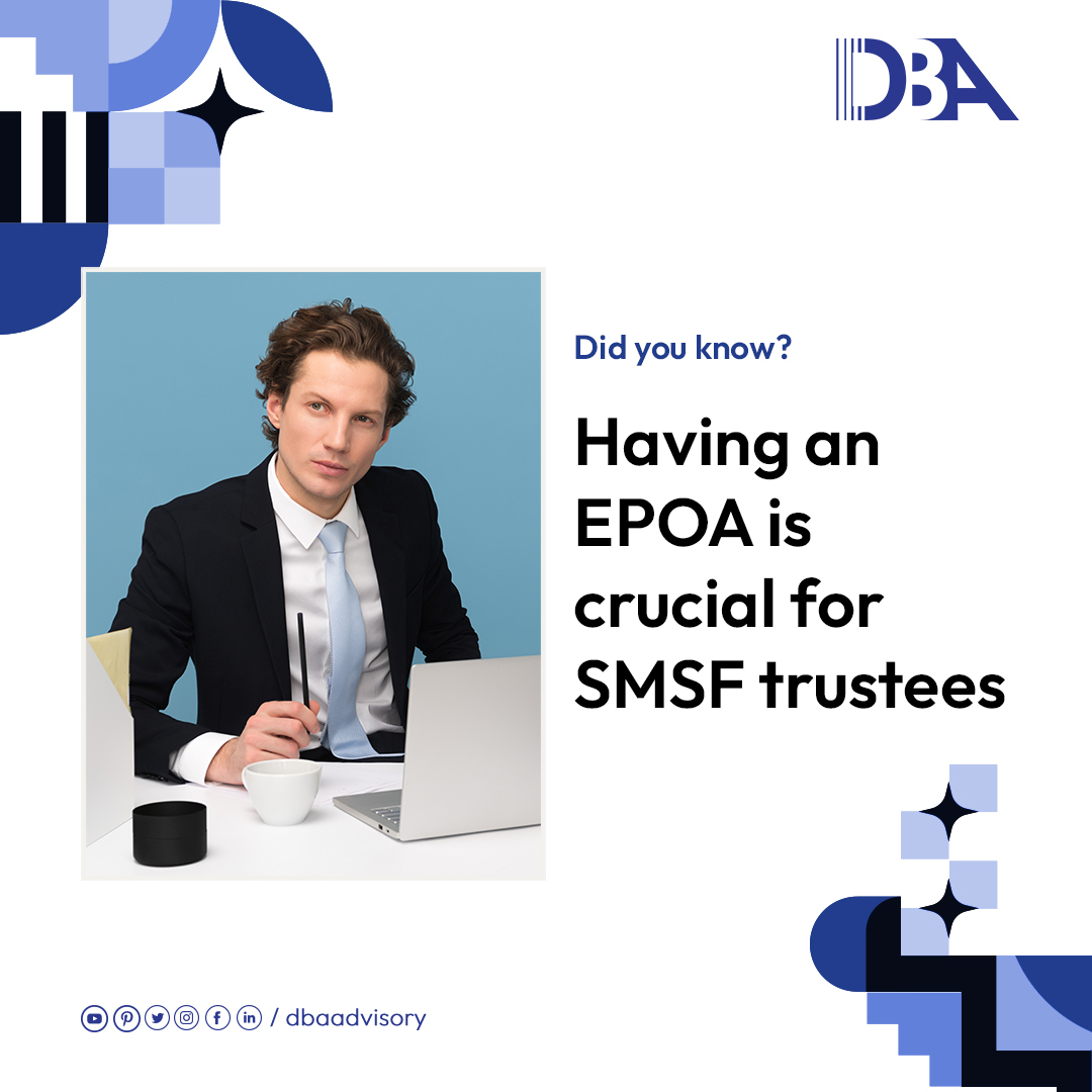 Accidents can happen at anytime, and an EPOA allows the attorney to access the trustees' SMSF and run the fund on their behalf. If you need help with preparing your clients' EPOA, visit dbaadvisory.com/legal/

#DBAAdvisory #enduringpowerofattorney #epoa #powerofattorney #smsf