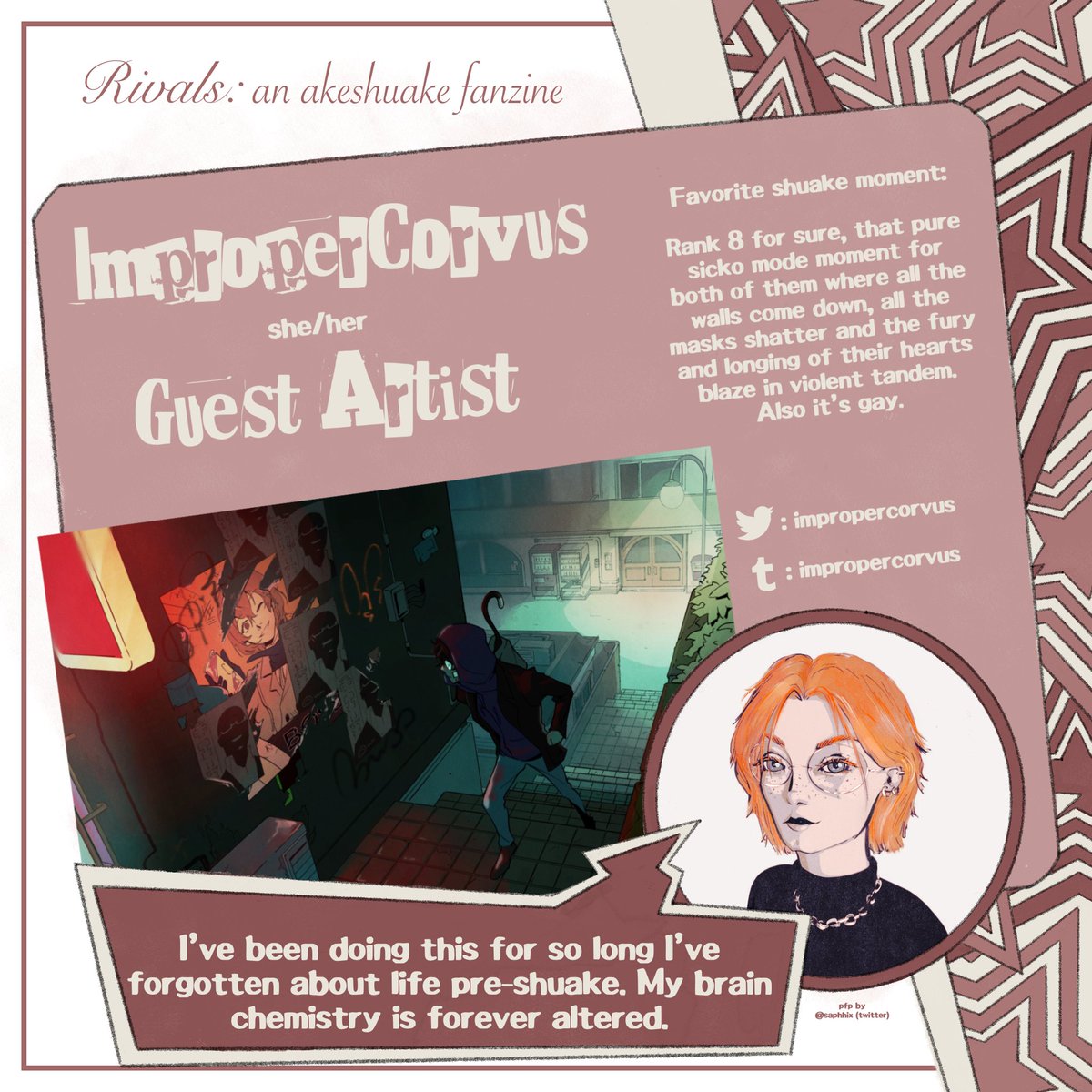 rivalszine's tweet image. 🃏 CONTRIBUTOR SPOTLIGHT 🃏

Next up we have one of our wonderful guest artists, @impropercorvus! We&apos;re honored to feature her stunning artwork in our zine!