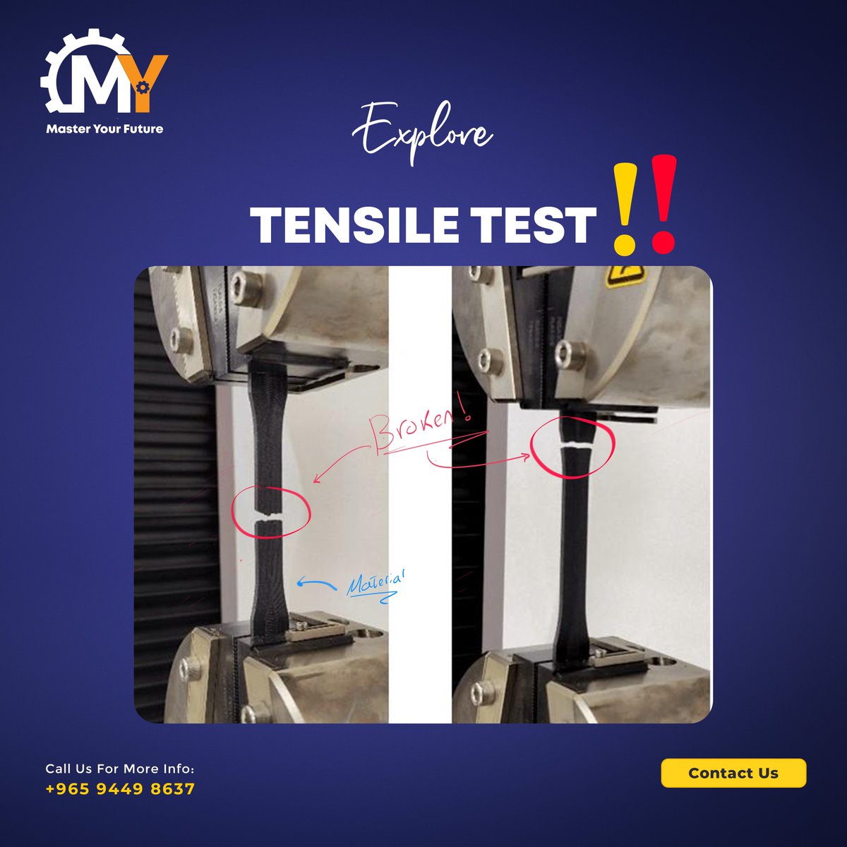 MasterUrFuture's tweet photo. Tensile Testاختبار الشد يقيّم استجابة المواد لقوى الشد، حيث يُقاس تحملها وقابليتها للتشكيل والمرونة. الهدف هو فهم كيفية تحمّل المادة لقوى الشد، وهو أمر حيوي لفهم سلوكها الميكانيكي. يؤدي هذا الاختبار إلى الحصول على منحنى Stress-Strain، الذي يسلط الضوء على معلمات رئيسية https://t.co/7QcnIqf89E