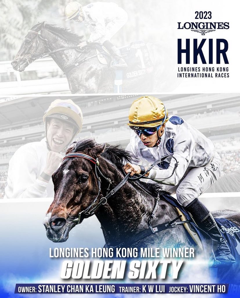 Golden Sixty is the KING! 👑 Hit ❤️ if you can’t wait to see him race in the 2024 G1 Stewards’ Cup on 21 January… 🏆 @LONGINES | #HKIR | #HKracing