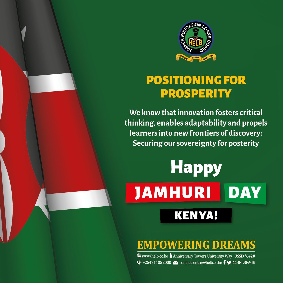 From advanced economies to resource-constrained settings in developing countries, innovation continues to significantly enhance people's lives and stimulate economic progress. Here’s to a future of local solutions. Happy Jamhuri Day. Our Offices will be closed today.