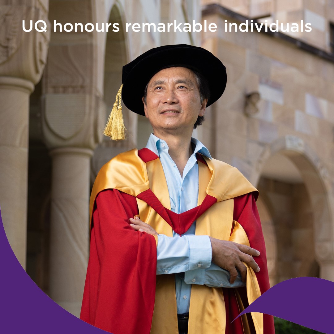 Congratulations to <a href="/lcunxin/">Li Cunxin</a> and Katherine Hirschfeld who are being recognised with #UQ Honorary Doctorates for their extraordinary contributions to the arts and STEM.

Prof Julie Duck was awarded the RH Roe Award, one of UQ’s highest staff honours🏆 
👉 uq.au/6rp