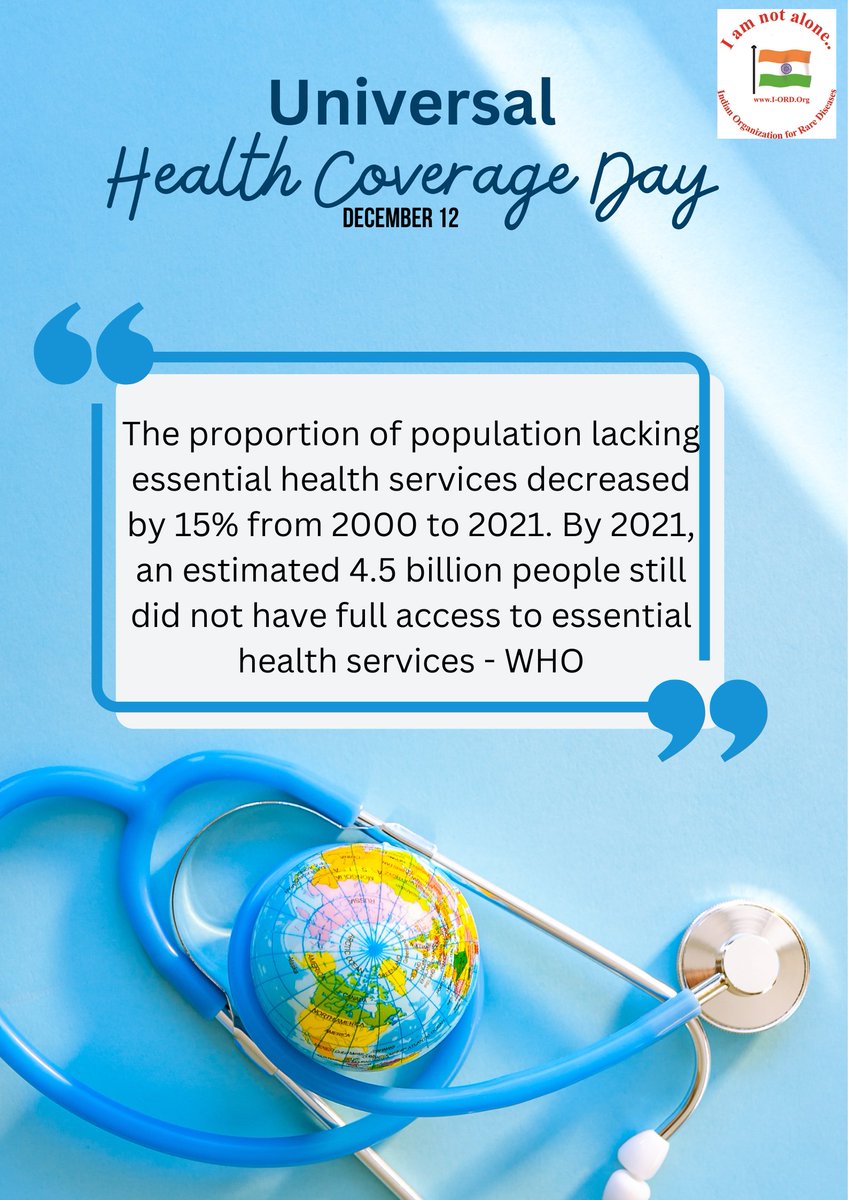 The proportion of population lacking essential health services decreased by 15% from 2000 to 2021. By 2021, 4.5 billion people still did not have full access to essential health services: @WHO Support #UniversalHealthCoverage #RareDisease @TelanganaHealth @MoHFW_INDIA