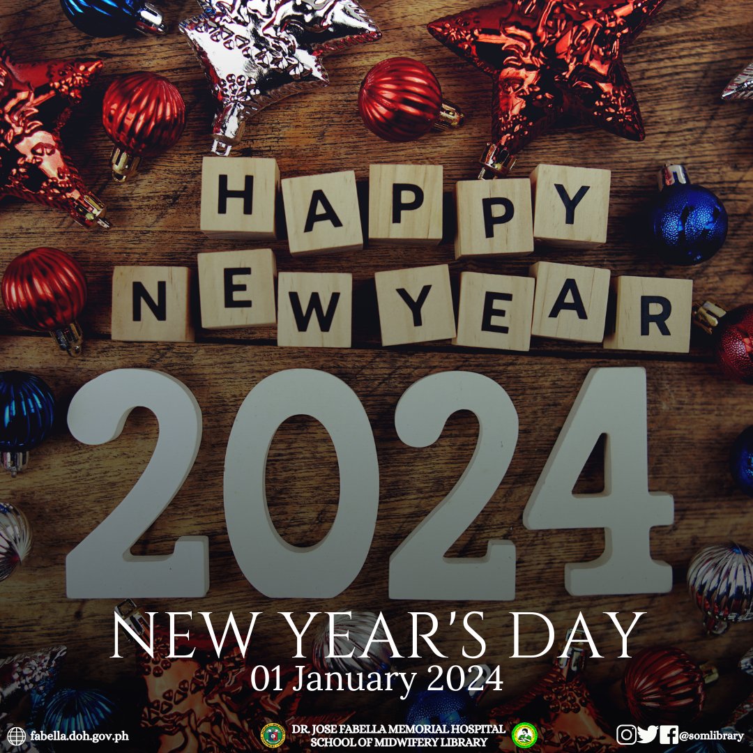 somlibrary's tweet image. New beginnings. New journeys. New opportunities.

Welcome 2024 with a refreshed resolve! Happy New Year from the Dr. Jose Fabella Memorial Hospital - School of Midwifery Library!

#SOMLibrary