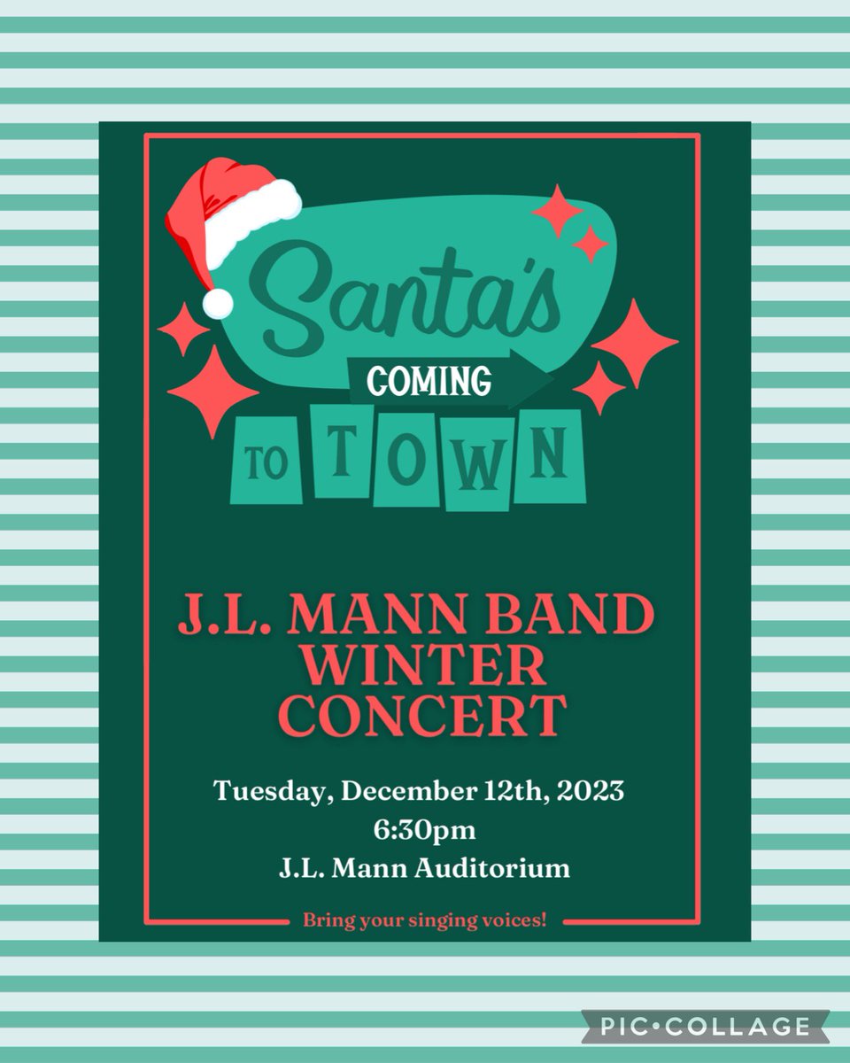 🎄Come out to the JL Mann Winter Band Concert on Tuesday, December 12th at 6:30pm🎄 #OneMANN