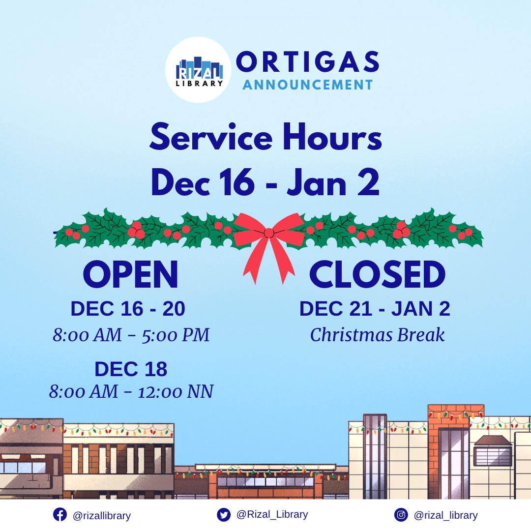 Rizal_Library's tweet image. Christmas is just around the corner!

For more info, go to this link: facebook.com/rizallibrary/p…