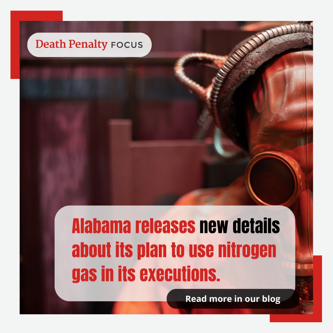 🚨 Alabama's Shocking Execution Plan Unveiled! 📢 The state aims to use nitrogen gas in executions, with Kenneth Eugene Smith set to be the first. 🔍 Read more details about Alabama's plan in our blog: bit.ly/47QQpT3 #deathpenalty #humanrights #endthedeathpenalty