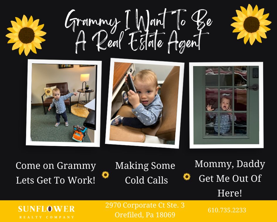 Just a little fun humor on this busy Monday. My Grandson Odin spent the afternoon with Grammy at the Office.  We had a blast.

#SunflowerRealtyCompany #WorkWithGrammy #RealEstate #GrandkidsAreTheBest #RealEstateAgentLife