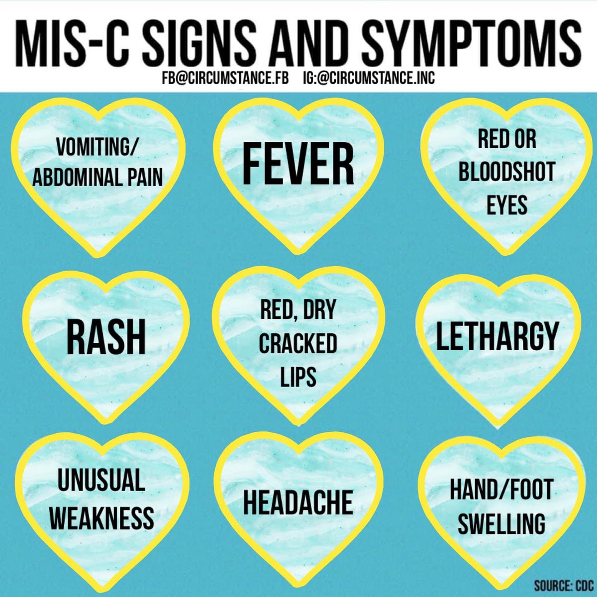#MultisystemInflammatorySyndrome 
Awareness Week 2023, Day 2:

Excerpts below from the families and children affected by MIS-C. KNOW THE SIGNS AND SYMPTOMS, IT CAN HELP TO SAVE A CHILD’S LIFE! 

#miscawarenessweek #multisysteminflammatorysyndromechildren 
#MISCawareness #PIMSTS
