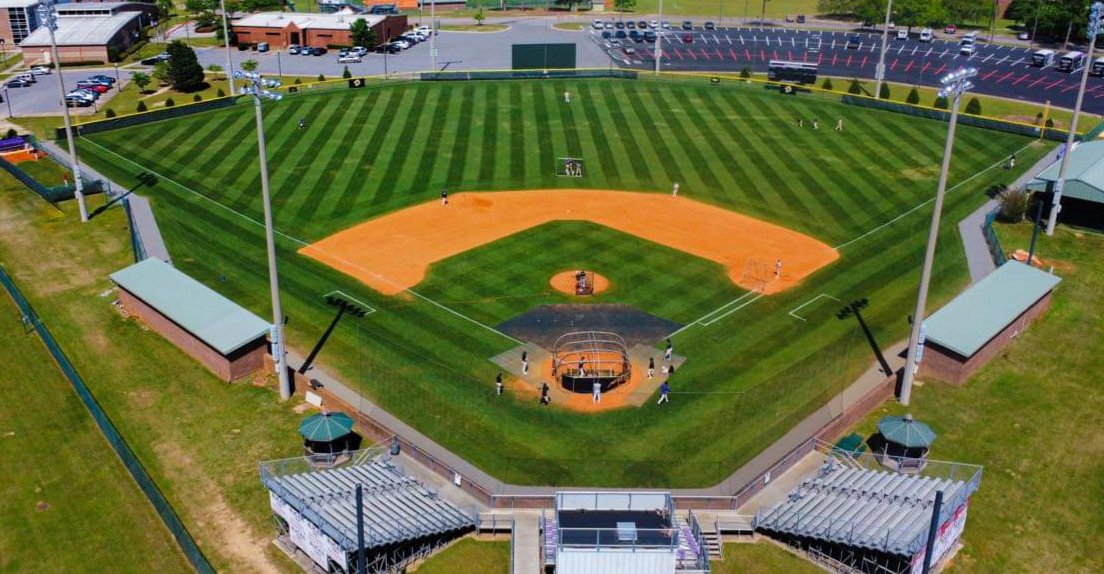 Overhead shot from 2022. Stripes everywhere!! <a href="/M_G_Baseball/">Middle GA Baseball</a> <a href="/MGAKnights/">Middle Georgia State Knights</a> <a href="/MGAstateU/">Middle Georgia State</a>