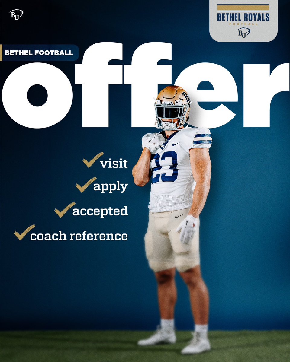 I have been very blessed to have been given an offer by <a href="/McElroy26/">Mike McElroy</a>,<a href="/CoachParnell/">A.J. Parnell</a>, and <a href="/BethelRoyalsFB/">Bethel Football</a>! <a href="/CoachPerrone/">Coach Perrone (My Recruits)</a> <a href="/coachjgoodloe/">Coach Goodloe 🏴‍☠️</a> <a href="/PHHS_Panthers/">Paradise Honors High School Football</a>