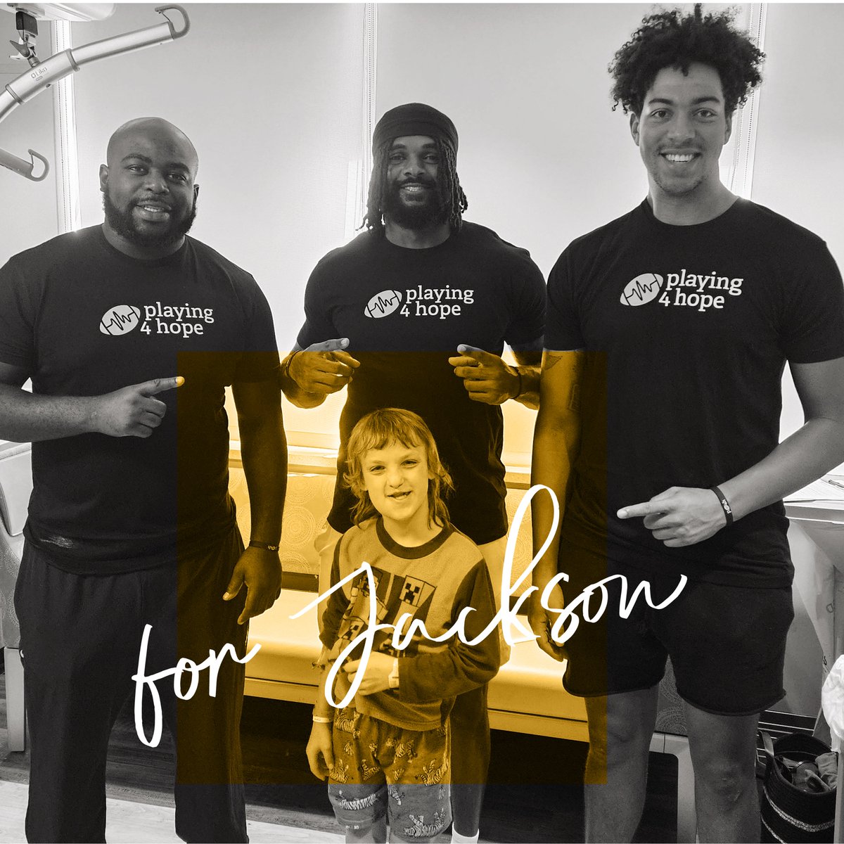 This holiday season, you can Give the Gift of Hope for pediatric patients like JaSiah and Jackson, who were able to spend time with MU Football players in the midst of a hospital stay. By visiting playing4hope.org/give-hope, you can provide more visits like these to kids in need.