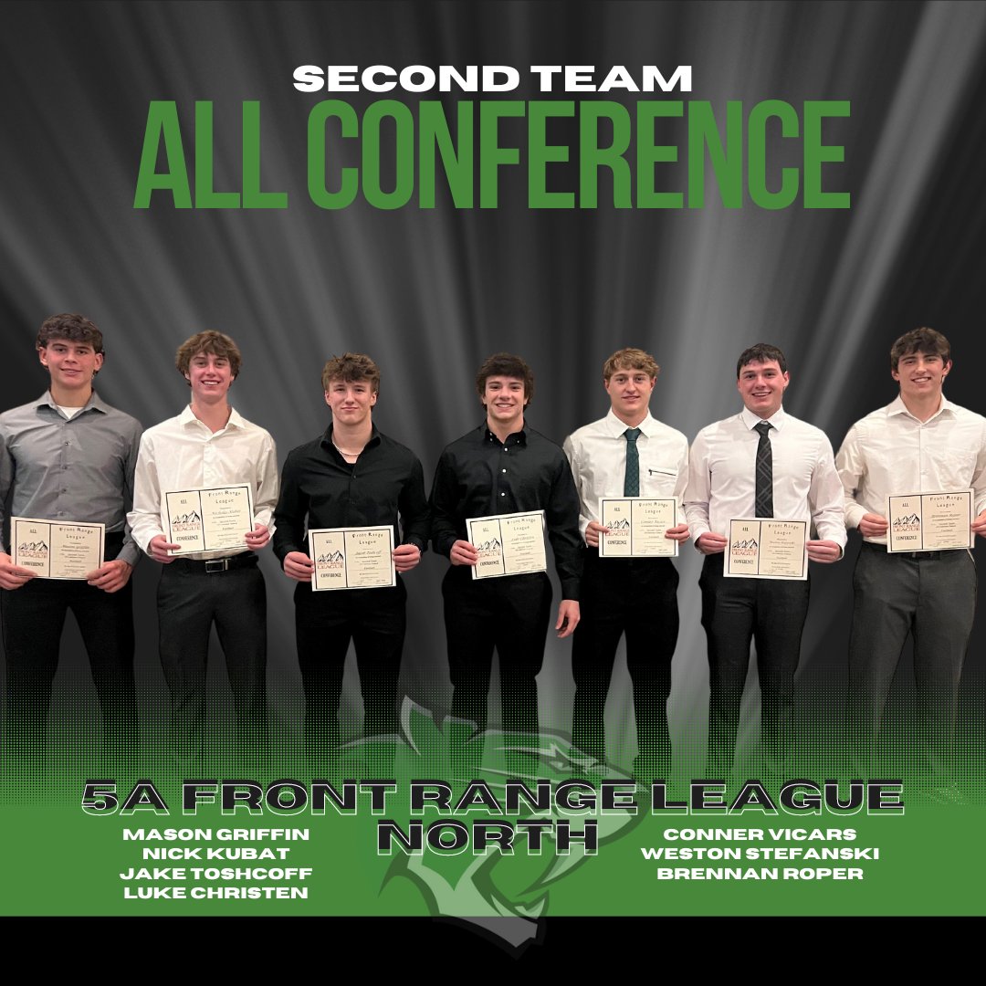 Congratulations to these young men for being selected 2nd team all conference! (Not Pictured is Avery Miller who was selected all conference honorable mention) <a href="/10MasonGriffin/">Mason Griffin</a> <a href="/KubatNick/">Nick Kubat</a> <a href="/JakeToshcoff/">Jake Toshcoff</a> <a href="/LukeChristen6/">Luke Christen</a> <a href="/ConnerVicars/">Conner Vicars</a>