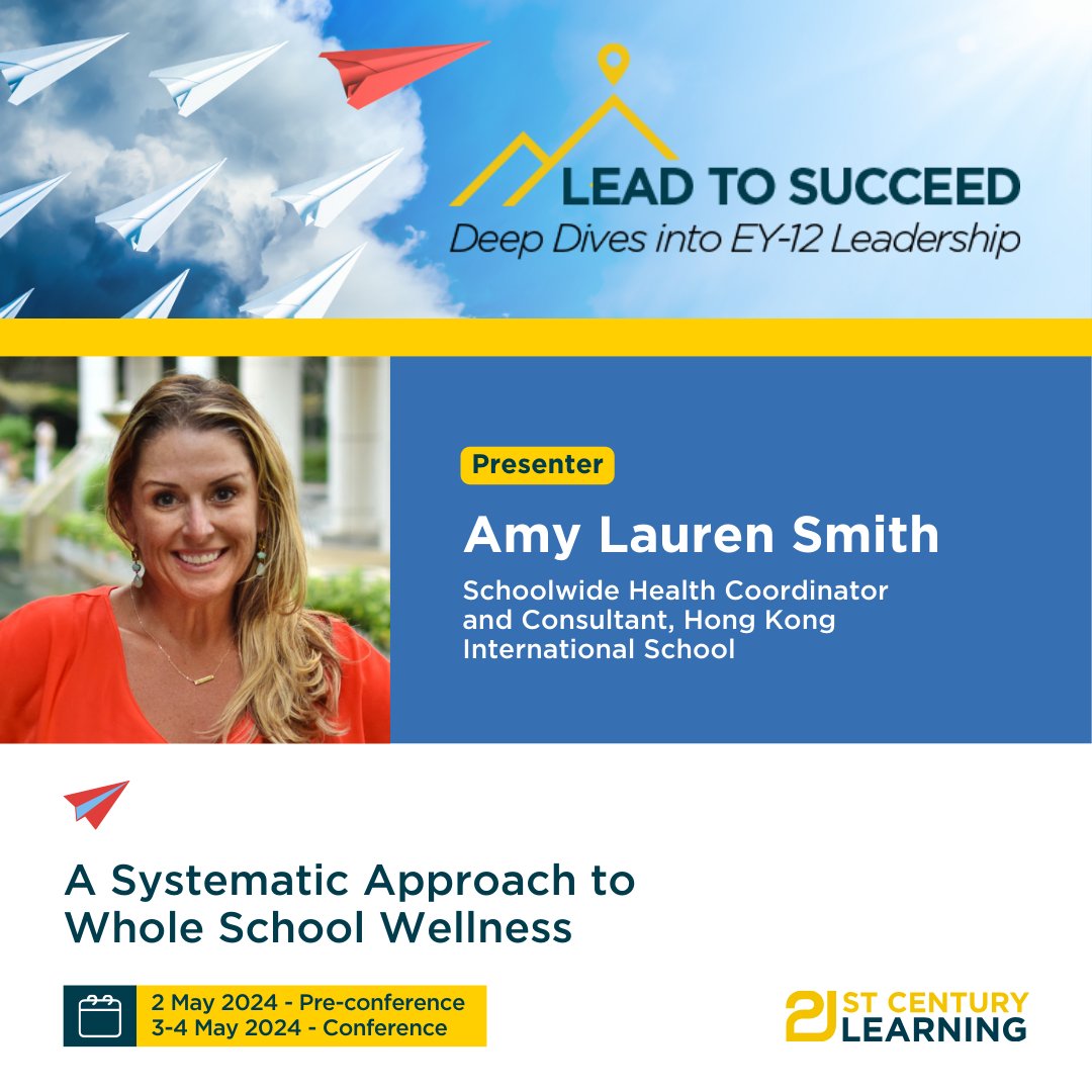 Excited to be part of a stellar lineup of featured presenters for the Lead to Succeed Summit in Bangkok, May 2-5. This is the event for international school leaders who are passionate about educational innovation and systems change. leadtosucceed.community #WSCC #HealthEd #SEL