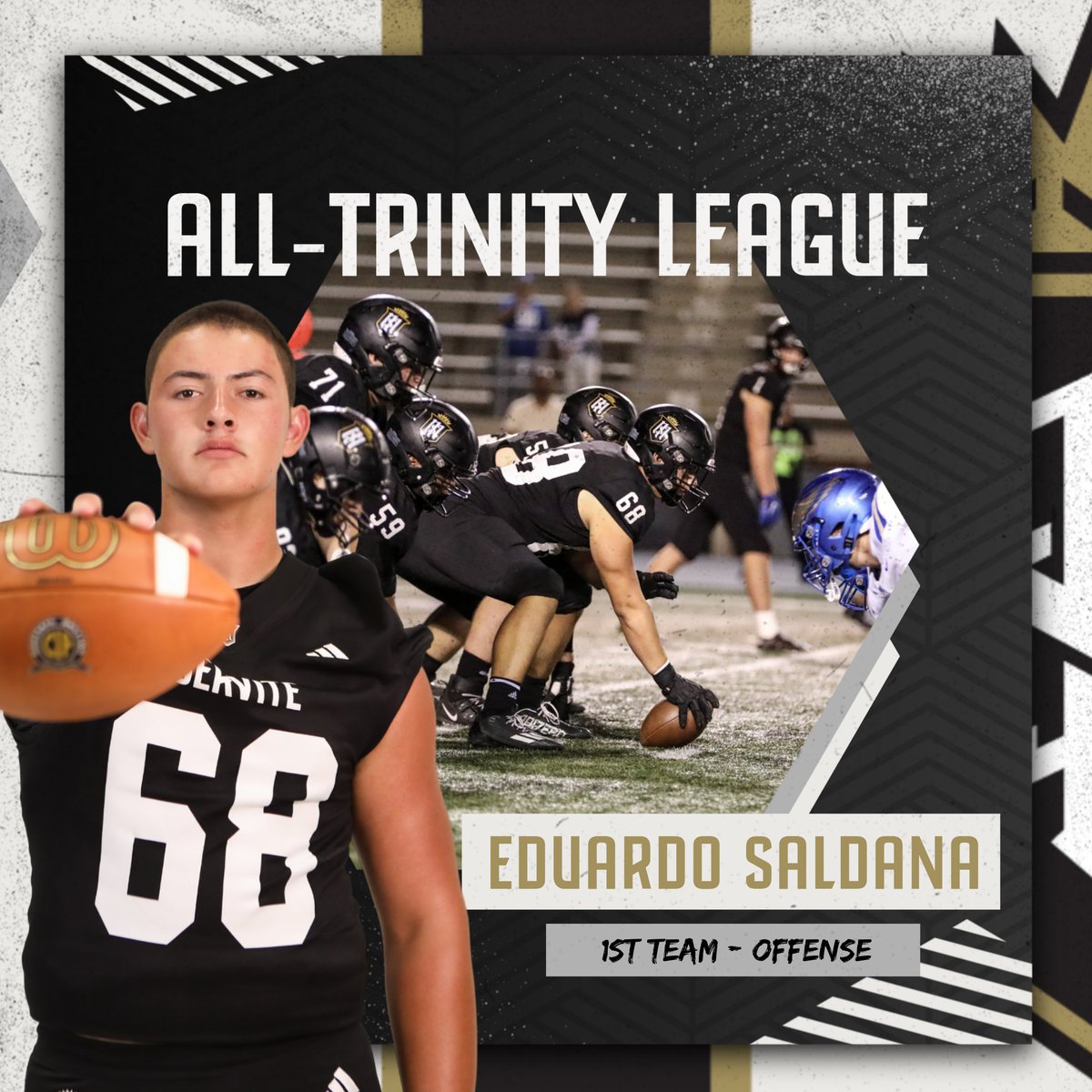 Congratulations to Eduardo Saldana '24 (@LaloSaldana24) on being named 1st Team All-Trinity League! #credo #gofriars #weareservite #servitefootball