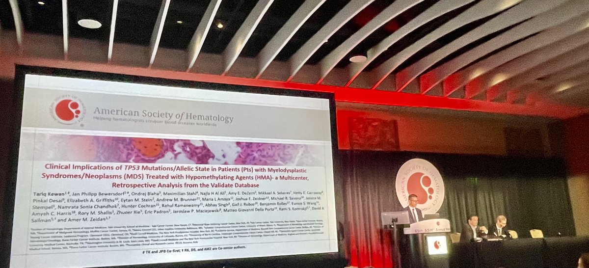 Sensational multicenter collaborative work presented by Yale fellow @tariqkewan on the clinical implications of tp53 mutation in patients with MDS!! @YaleCancer @Dr_AmerZeidan #ASH23