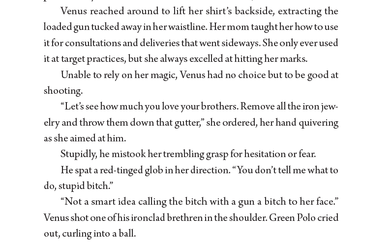 StorySorcery's tweet image. my MC is a morally gray Black witch that brews illegal love potions and carries a gun because her own magic kills people. the book is about Black girls giving themselves the permission to freely be angry.

folks say they want morally gray characters, but they just want off-white.