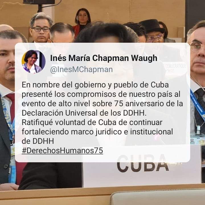 @InesMChapman Vice primera ministra de la República de Cuba
#DerechosHumanos75  #Cuba