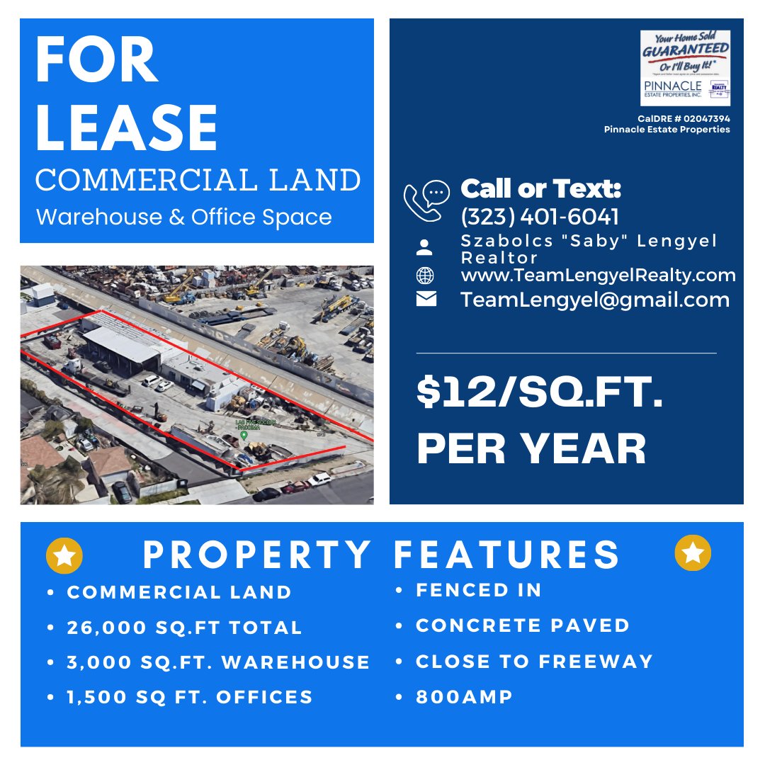 LOOKING FOR A LEASED PROPERTY? (323) 401-6041 Team Lengyel/Pinnacle Estate/Properties/CalDRE#02047394 #teamlengyel #SecondMileService #warehouse #areaexpert #realestate #realestateagent #office #space