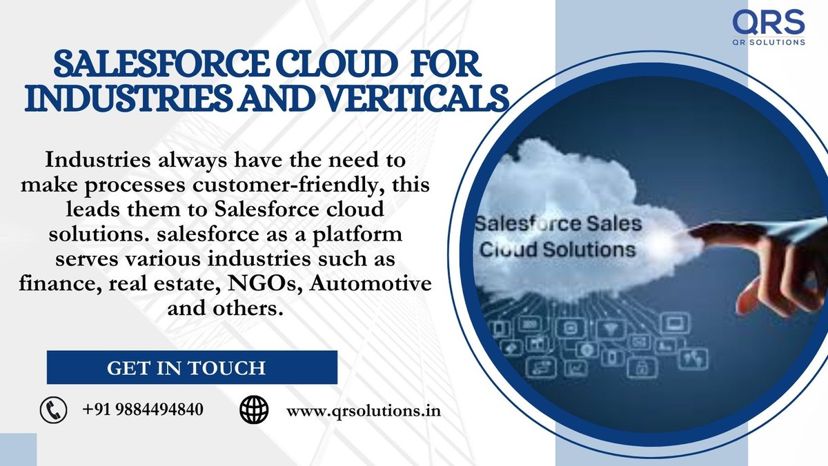 QRS_India's tweet image. Salesforce Cloud Solutions for Industries and Verticals is a comprehensive suite of cloud-based tools and services tailored to meet the unique needs of specific business sectors. 
To Know More Visit Us: rb.gy/7rvxij
#salesforcecloudsolutions
#qrsolutions 
#Salesforce