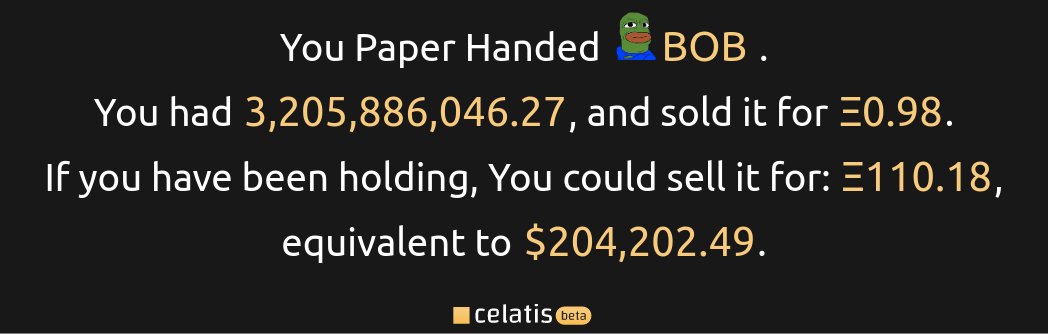F3Panda's tweet image. ⚠️What is Celatis?

☄️ The Celatis Paper Hands feature allows people to check their ATHs and memecoin paperhand moments! Check it out! ⬇️

 ➡️  ⬅️