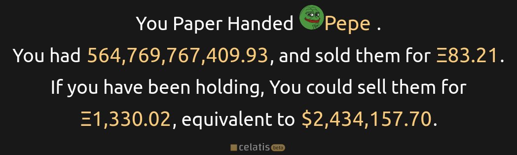 F3Panda's tweet image. ⚠️What is Celatis?

☄️ The Celatis Paper Hands feature allows people to check their ATHs and memecoin paperhand moments! Check it out! ⬇️

 ➡️  ⬅️