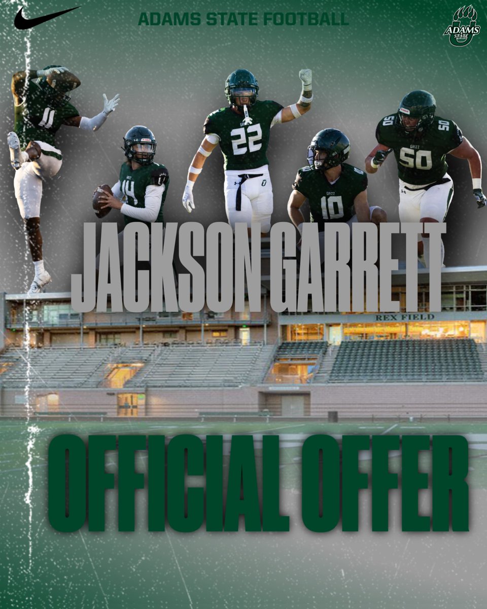 After a great conversation with <a href="/CoachJHarrison_/">Jarrell Harrison</a>  I’ve been blessed to receive an offer to <a href="/AdamsStateFB/">Adams State Football</a> . <a href="/CoachSaravis/">Jay Saravis - Cheyenne Mountain Football</a>