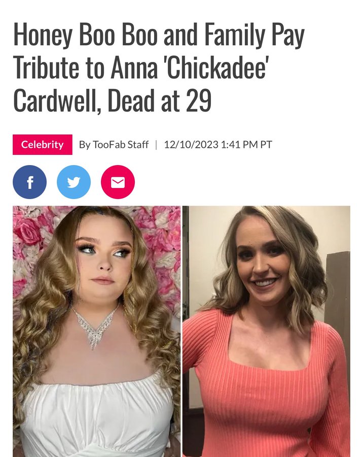 Obituary Cause of Death “Anna, Honey Boo Boo’s Sister, Dies at 29