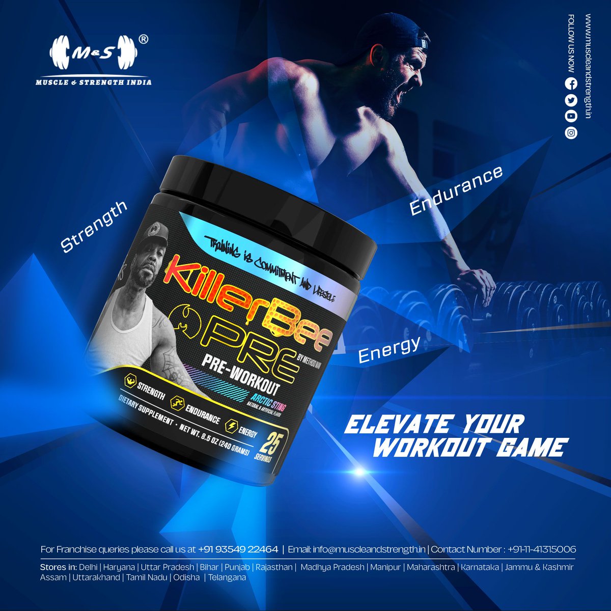 Elevate your workout game with Killer Bee Pre! 🐝💥 Next-level energy, endurance, and flavor for insane results. Are you ready for the commitment?  #muscleandstrengthindia #muscleandstrengthindiaofficial #KillerBeePre   #FitnessSupplemen #gain #fitness #bodybuilding #nutrition