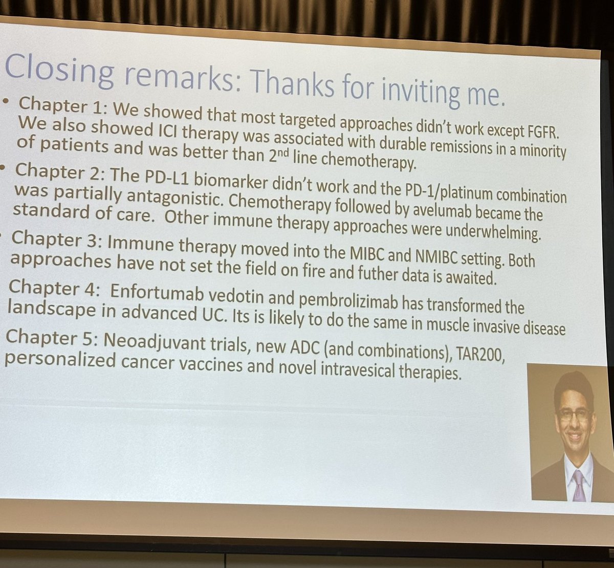 Captivating lecture and discussion on the evolution of bladder cancer treatment @tompowles1 . The candid and thought-provoking insights have given me a lot to reflect on. Thank you Mel Klein for sponsoring and @UroDocAsh for organizing #OncSurgery